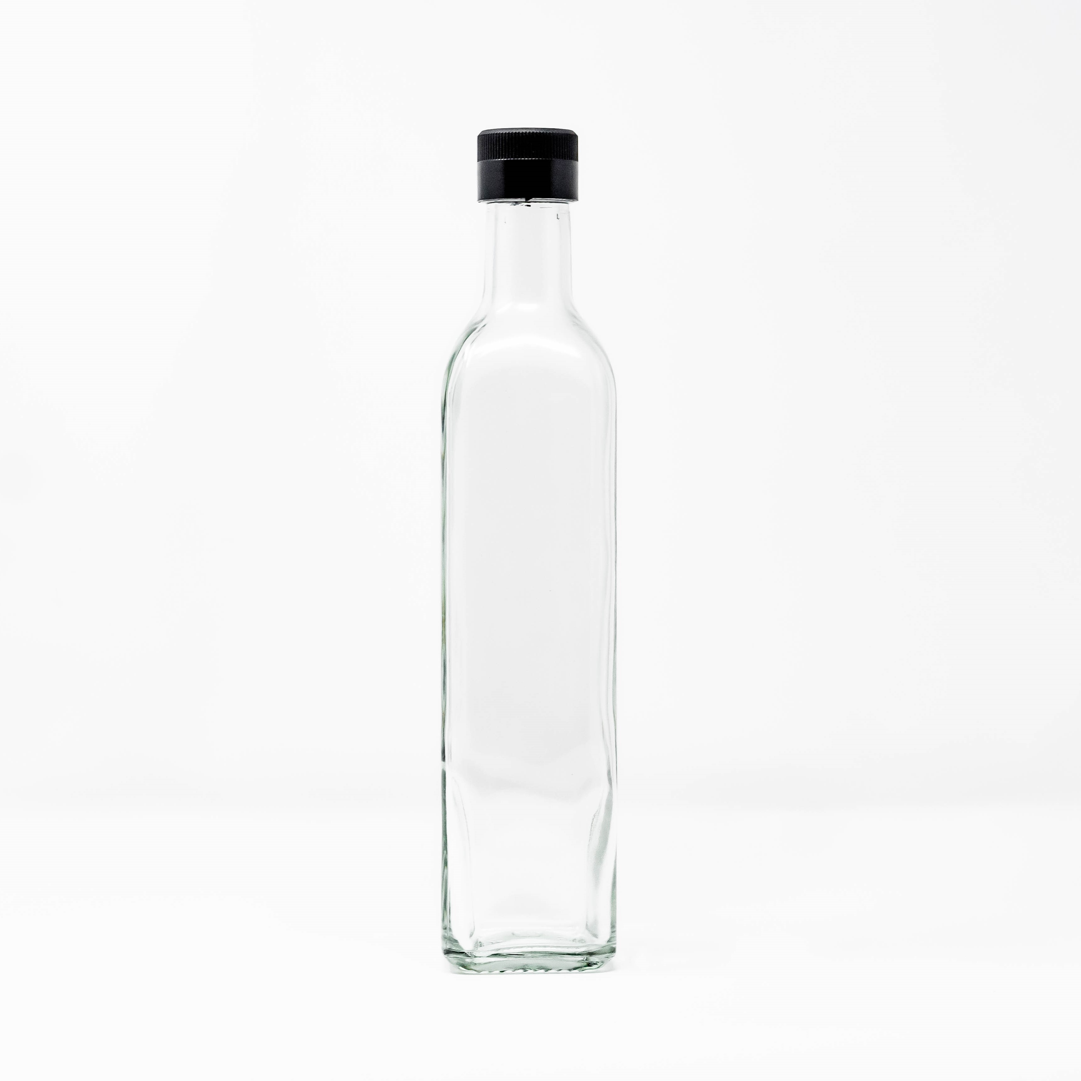 bouteille verre claire 500ML bouchon noir, clear glass bottle 500ML black cap